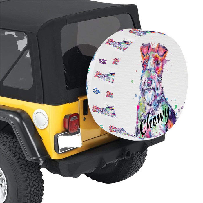 Custom Pet Name Personalized Watercolor Fox Terrier Dog Car Tire Cover