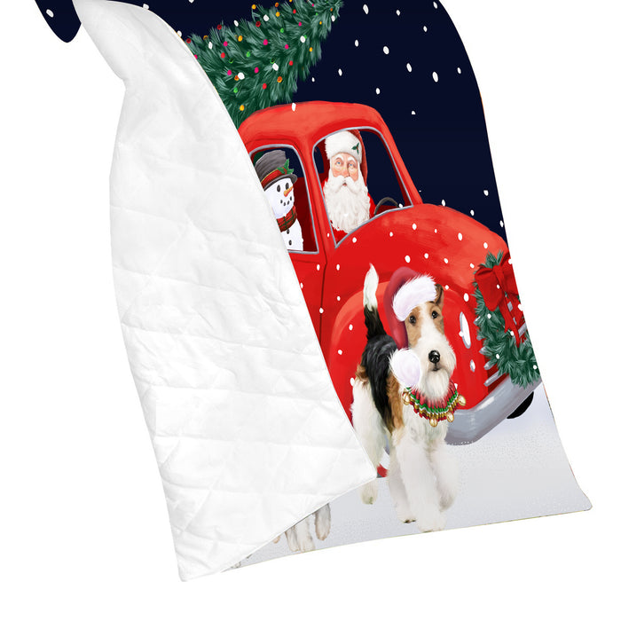 Christmas Express Delivery Red Truck Running French Bulldogs Lightweight Soft Bedspread Coverlet Bedding Quilt QUILT59911