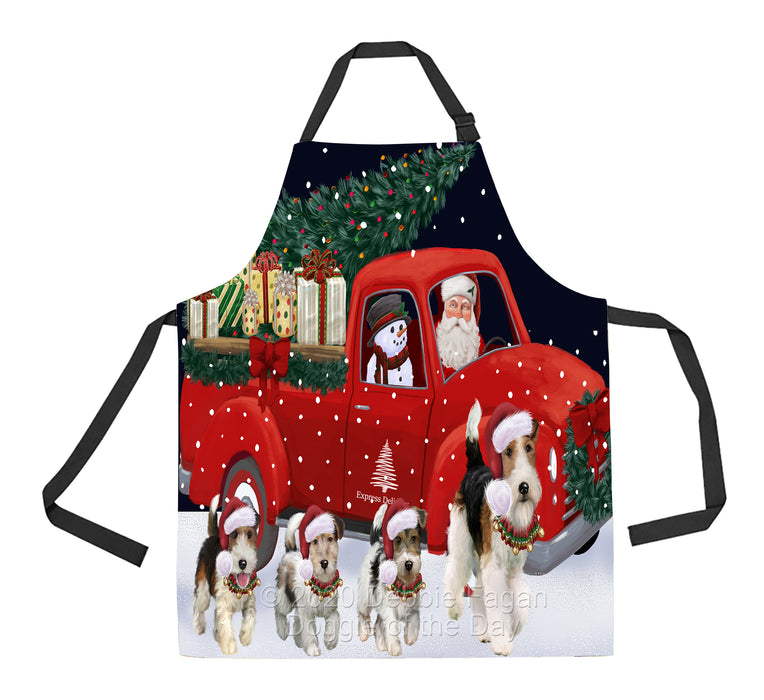 Christmas Express Delivery Red Truck Running Fox Terrier Dogs Apron Apron-48125