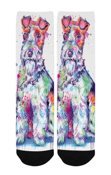 Watercolor Fox Terrier Dog Women's Casual Socks
