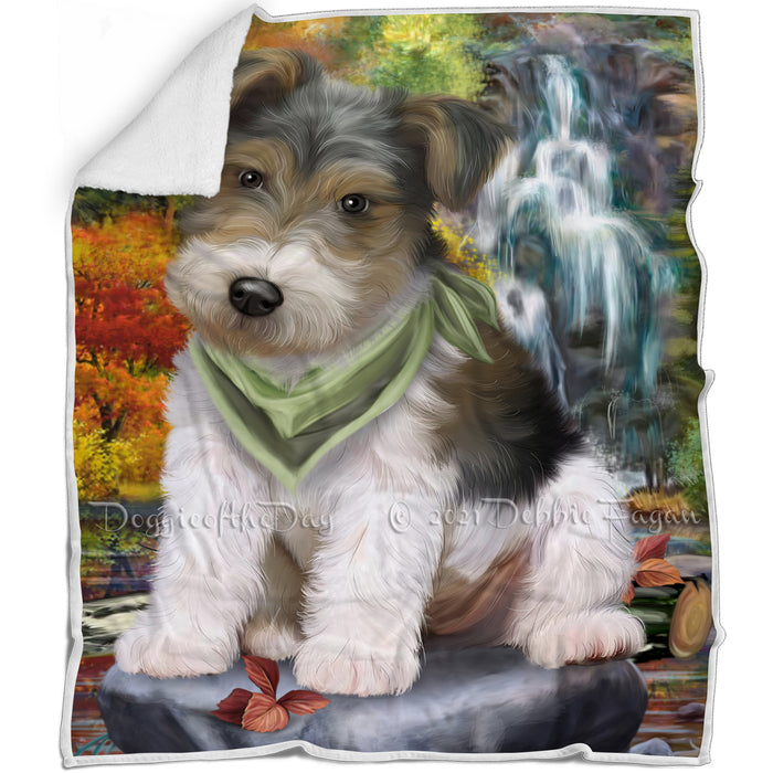 Scenic Waterfall Wire Fox Terrier Dog Blanket BLNKT83721