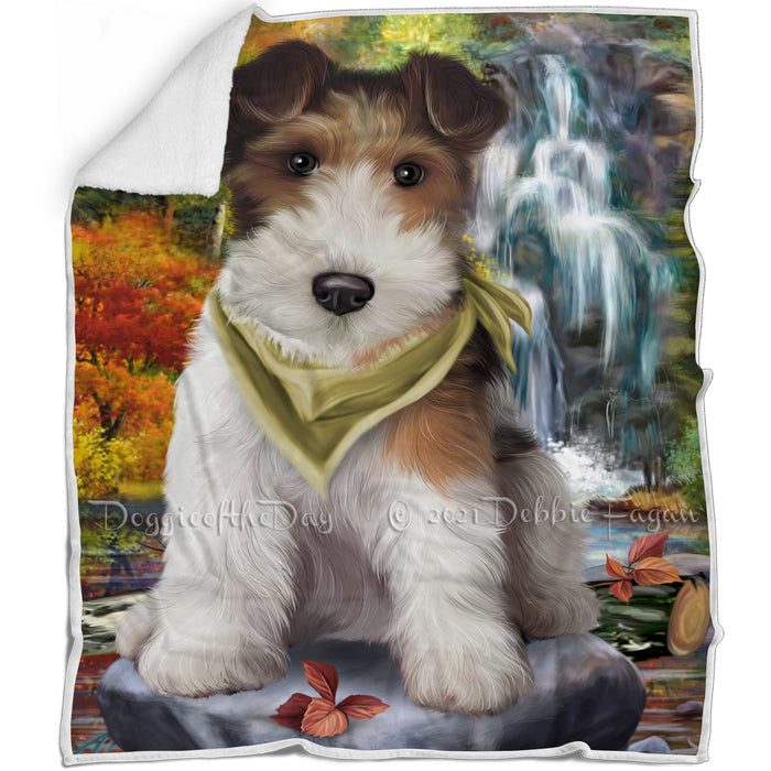 Scenic Waterfall Wire Fox Terrier Dog Blanket BLNKT83730