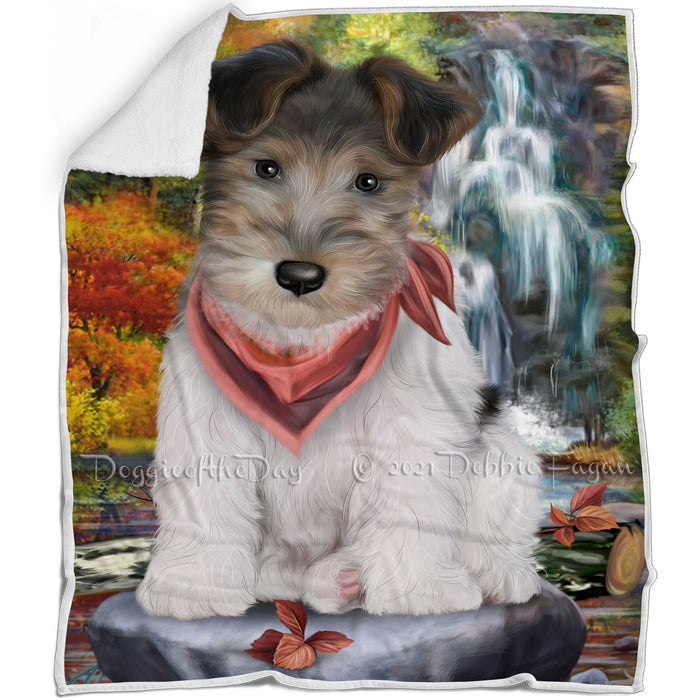 Scenic Waterfall Wire Fox Terrier Dog Blanket BLNKT83739