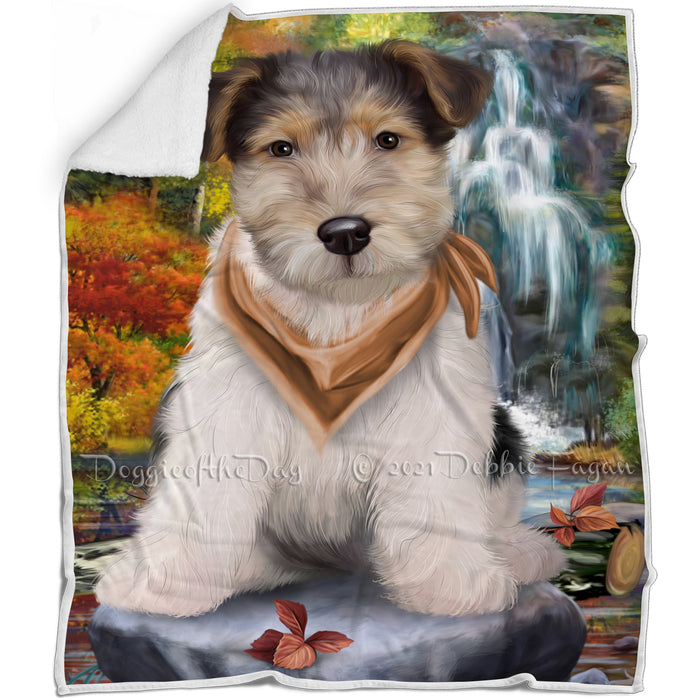 Scenic Waterfall Wire Fox Terrier Dog Blanket BLNKT83748