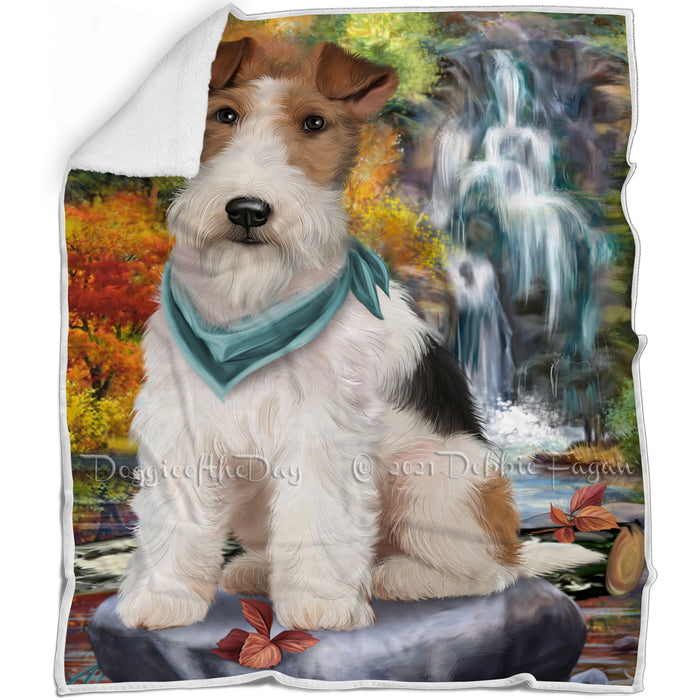 Scenic Waterfall Wire Fox Terrier Dog Blanket BLNKT83757