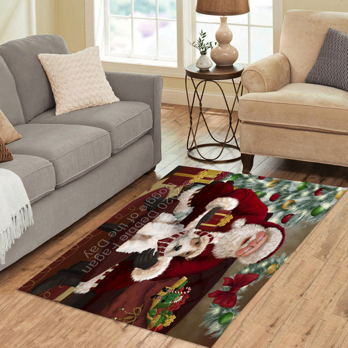Santa's Christmas Surprise Wire Fox Terrier Dog Polyester Living Room Carpet Area Rug ARUG67496