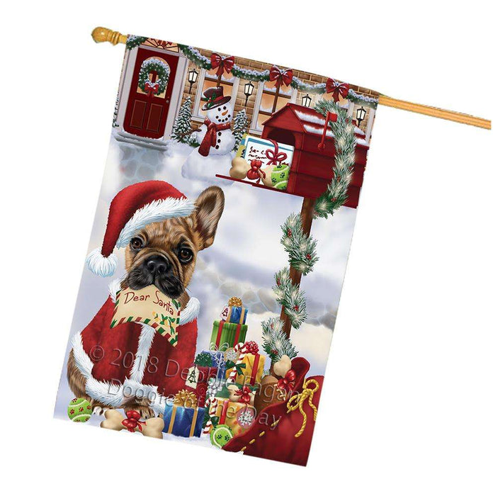 French Bulldog Dear Santa Letter Christmas Holiday Mailbox House Flag FLG54096
