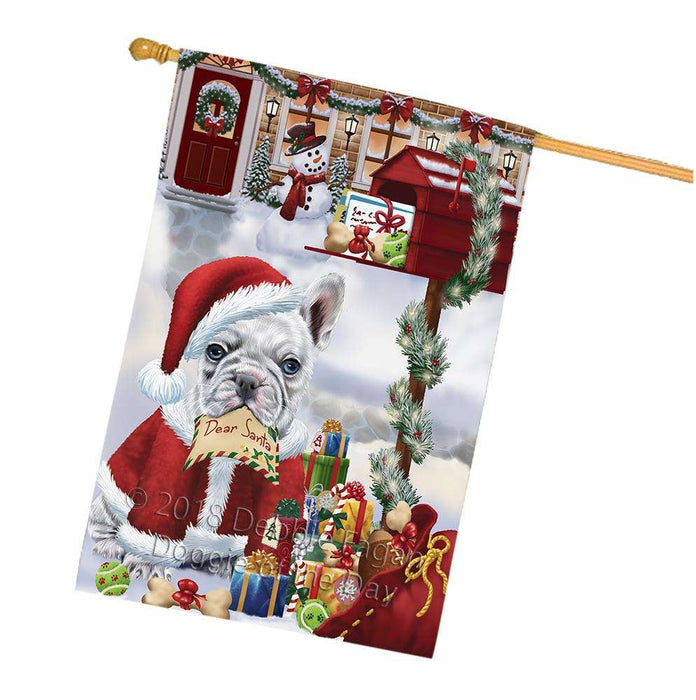 French Bulldog Dear Santa Letter Christmas Holiday Mailbox House Flag FLG54097