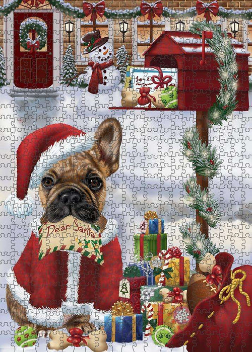 French Bulldog Dear Santa Letter Christmas Holiday Mailbox Puzzle with Photo Tin PUZL82748