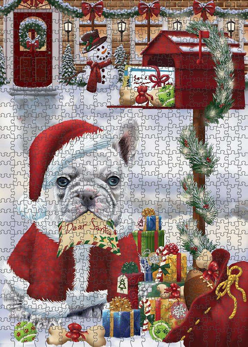 French Bulldog Dear Santa Letter Christmas Holiday Mailbox Puzzle with Photo Tin PUZL82752
