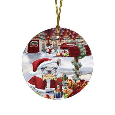 French Bulldog Dear Santa Letter Christmas Holiday Mailbox Round Flat Christmas Ornament RFPOR53890
