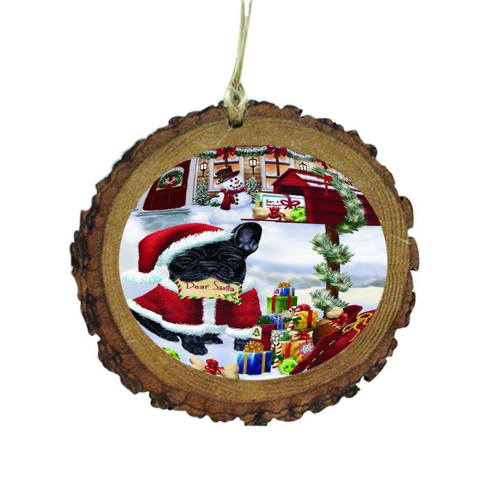 French Bulldog Dear Santa Letter Christmas Holiday Mailbox Wooden Christmas Ornament WOR49044