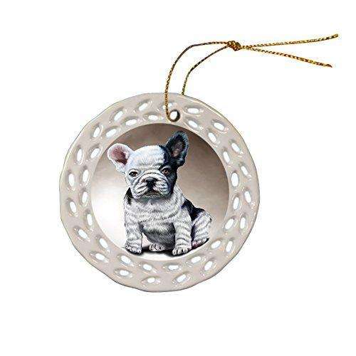 French Bulldog Dog Christmas Doily Ceramic Ornament