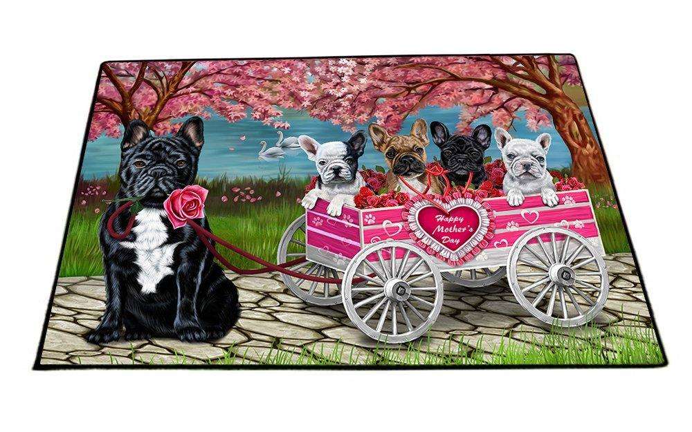 French Bulldog Dog with Puppies Mother's Day Floormat