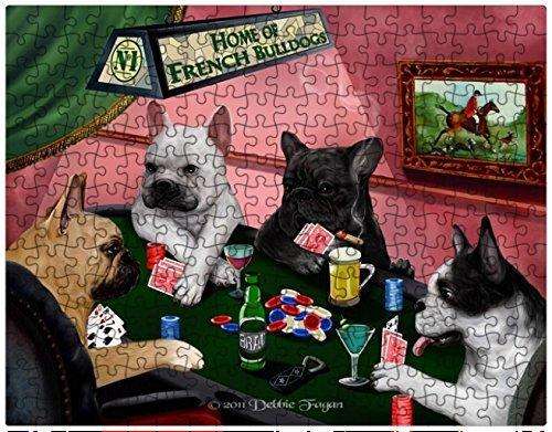 French Bulldog Dogs Playing Poker 500 Pc. Puzzle with Photo Tin
