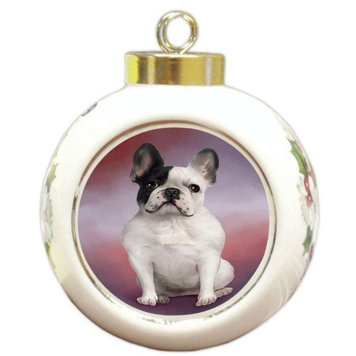 French Bulldog Round Ball Christmas Ornament RBPOR48310