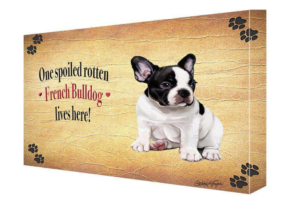 French Bulldog Spoiled Rotten Dog Painting Printed on Canvas Wall Art Signed