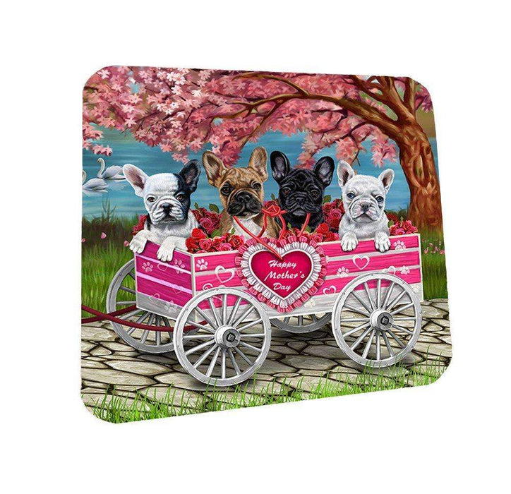 French Bulldog w/ Puppies Mother's Day Dogs Coasters (Set of 4)