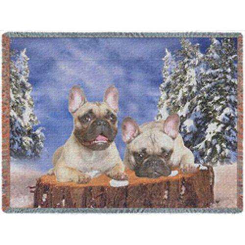 French Bulldog Winter Woven Throw Blanket 54 x 38