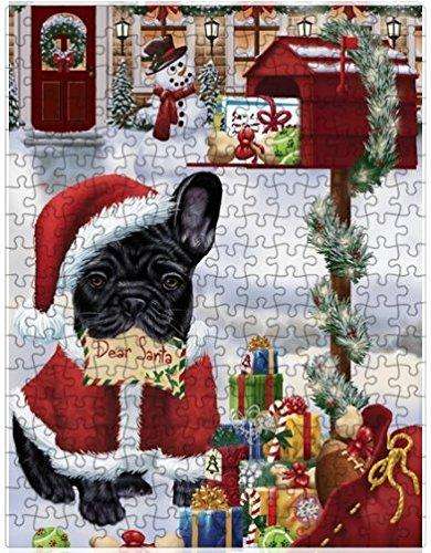 French Bulldogs Dear Santa Letter Christmas Holiday Mailbox Dog Puzzle with Photo Tin