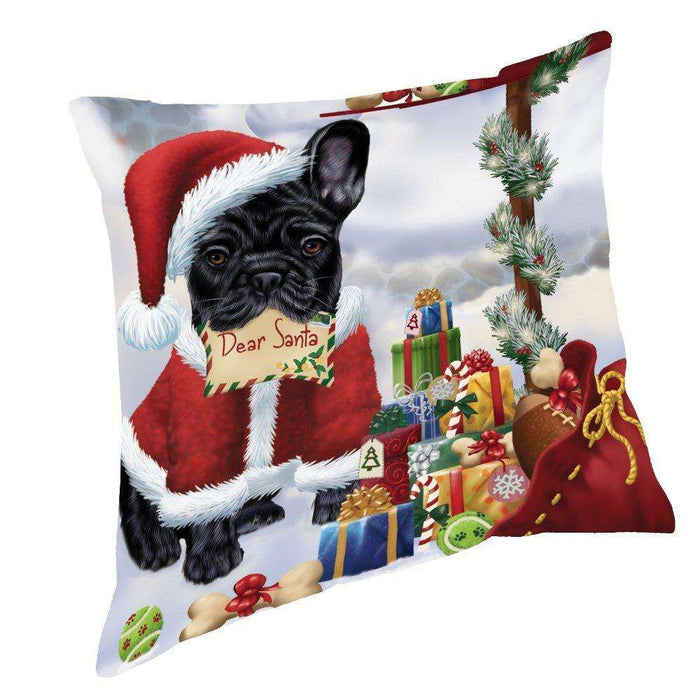 French Bulldogs Dear Santa Letter Christmas Holiday Mailbox Dog Throw Pillow