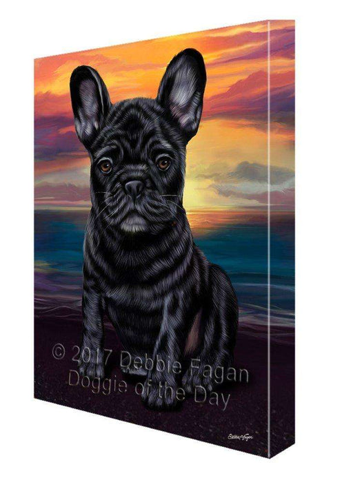 French Bulldogs Dog Painting Printed on Canvas Wall Art Signed
