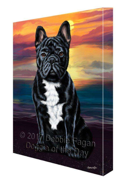 French Bulldogs Dog Painting Printed on Canvas Wall Art Signed
