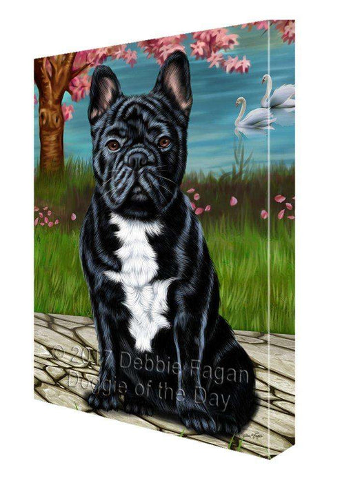 French Bulldogs Dog Painting Printed on Canvas Wall Art Signed