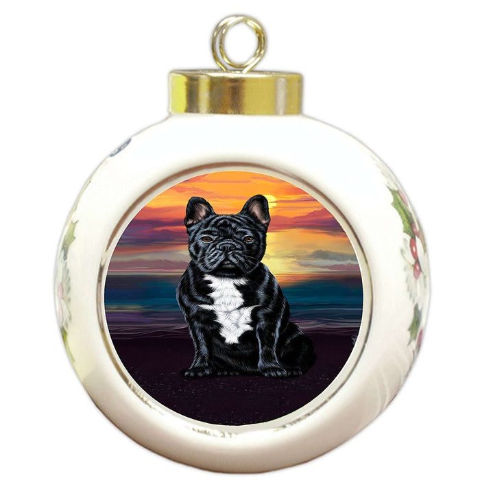 French Bulldogs Dog Round Ball Christmas Ornament