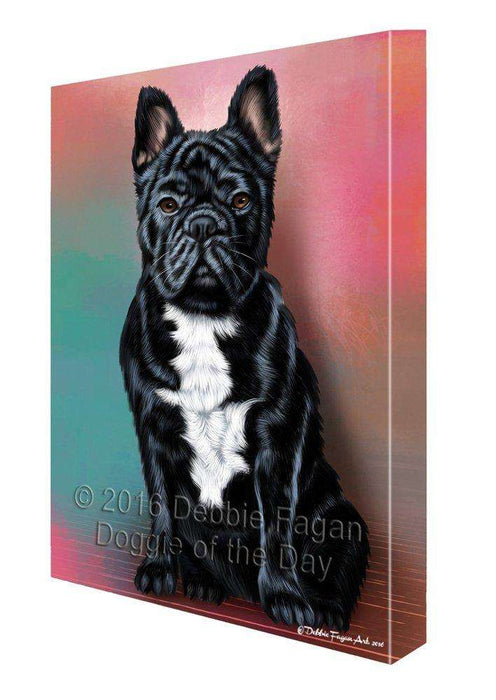 French Bulldogs Puppy Dog Painting Printed on Canvas Wall Art