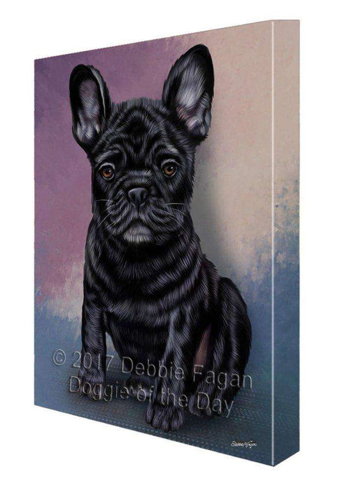 French Bulls Puppy Dog Painting Printed on Canvas Wall Art Signed