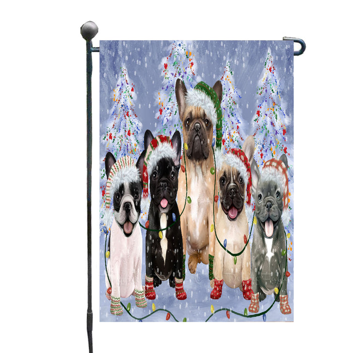 Christmas Lights and French Bulldogs Garden Flags- Outdoor Double Sided Garden Yard Porch Lawn Spring Decorative Vertical Home Flags 12 1/2"w x 18"h