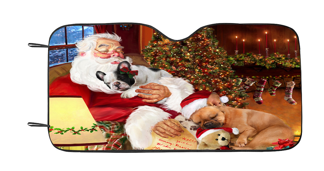 Santa Sleeping with French Bulldog Dogs Car Sun Shade