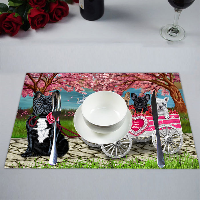 I Love French Bulldogs in a Cart Placemat