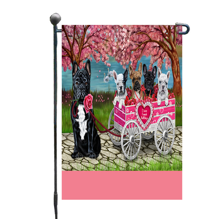 Personalized I Love French Bulldogs in a Cart Custom Garden Flags GFLG-DOTD-A62152