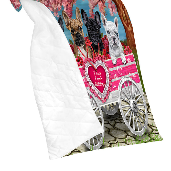 I Love French Bulldogs in a Cart Quilt