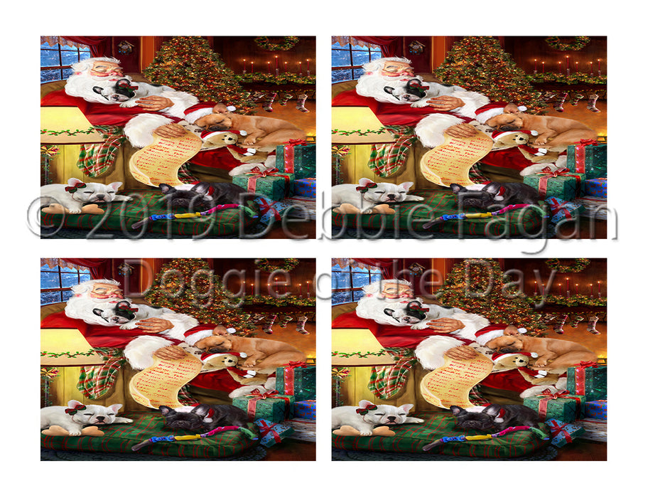 Santa Sleeping with French Bulldog Dogs Placemat