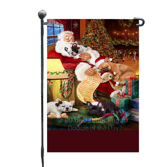 Personalized French Bulldogs Dogs and Puppies Sleeping with Santa Custom Garden Flags GFLG-DOTD-A62630