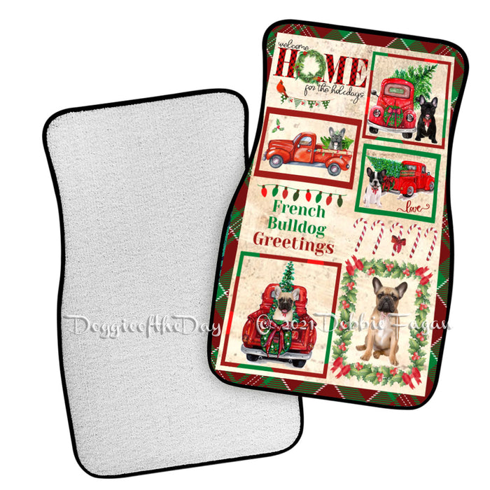 Welcome Home for Christmas Holidays French Bulldogs Polyester Anti-Slip Vehicle Carpet Car Floor Mats CFM48364