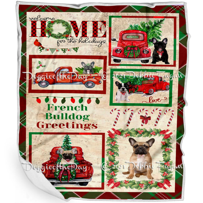 Welcome Home for Christmas Holidays French Bulldogs Blanket BLNKT71976