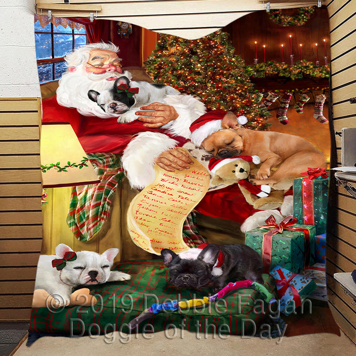 Santa Sleeping with French Bulldog Dogs Quilt