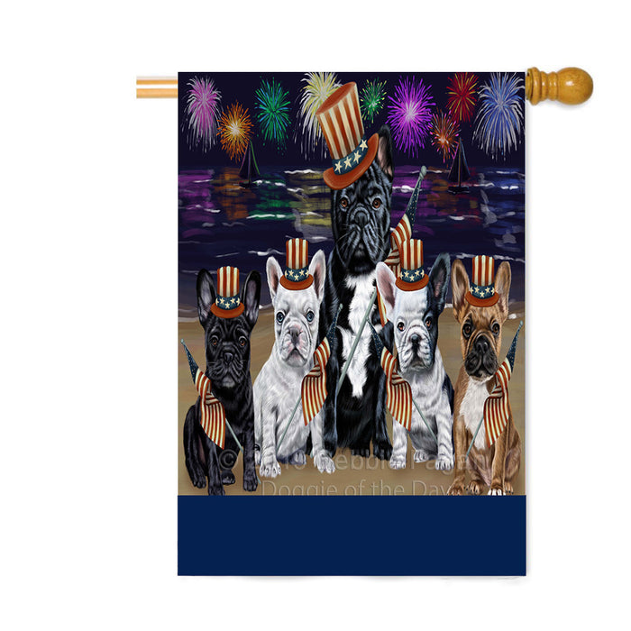 Personalized 4th of July Firework French Bulldogs Custom House Flag FLG-DOTD-A57968