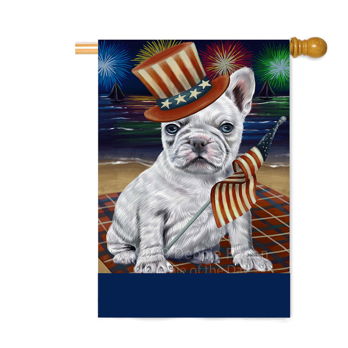 Personalized 4th of July Firework French Bulldog Custom House Flag FLG-DOTD-A57969