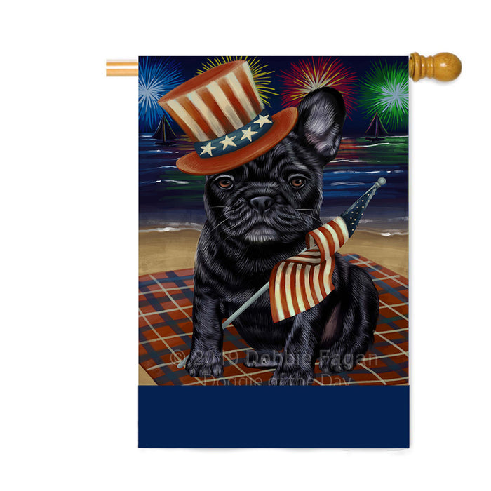 Personalized 4th of July Firework French Bulldog Custom House Flag FLG-DOTD-A57970