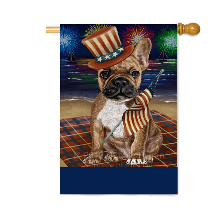 Personalized 4th of July Firework French Bulldog Custom House Flag FLG-DOTD-A57971