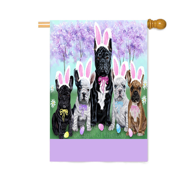 Personalized Easter Holiday French Bulldogs Custom House Flag FLG-DOTD-A58916