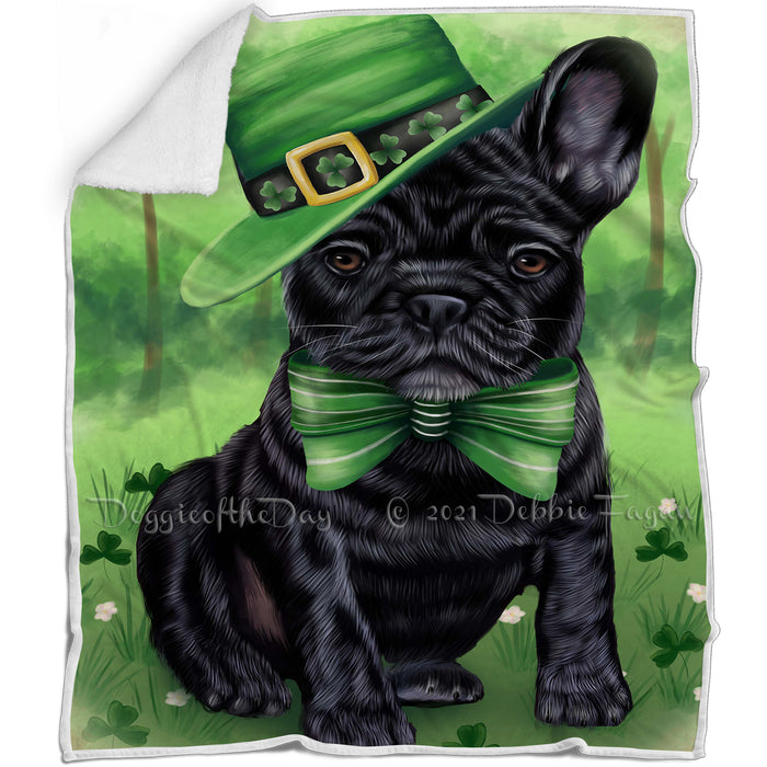 St. Patricks Day Irish Portrait French Bulldog Blanket BLNKT54822