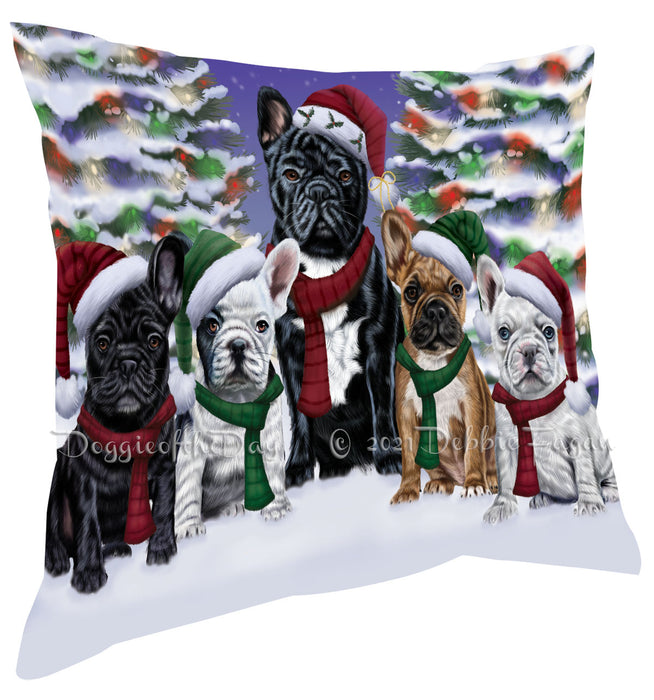 Christmas Family Portrait French Bulldog Pillow with Top Quality High-Resolution Images - Ultra Soft Pet Pillows for Sleeping - Reversible & Comfort - Ideal Gift for Dog Lover - Cushion for Sofa Couch Bed - 100% Polyester