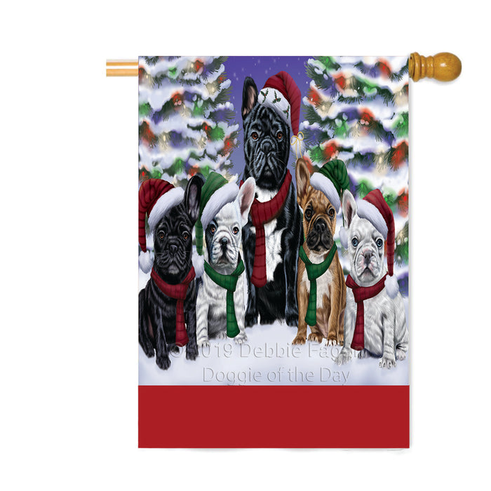 Personalized Christmas Happy Holidays French Bulldog Family Portraits Custom House Flag FLG-DOTD-A59173