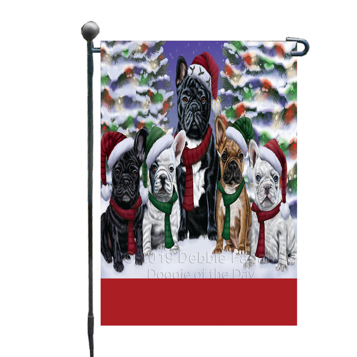 Personalized Christmas Happy Holidays French Bulldog Family Portraits Custom Garden Flags GFLG-DOTD-A59117